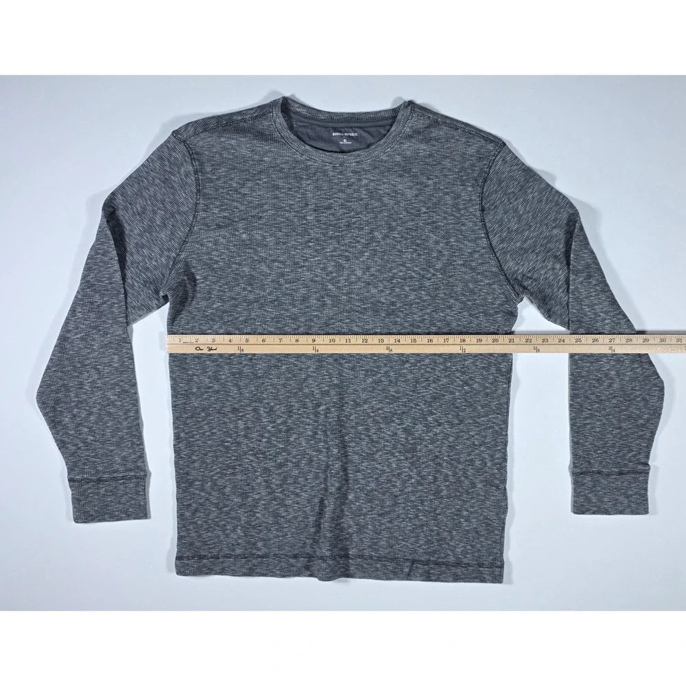 Banana Republic Men's XL Gray Space Dye Waffle Knit Thermal Long Sleeve Shirt